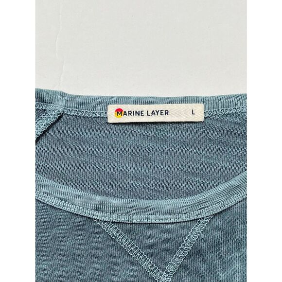 Marine Layer Mens Size Large Vintage Heavy Slub Raglan Cotton Pocket Crew Neck - Picture 4 of 12